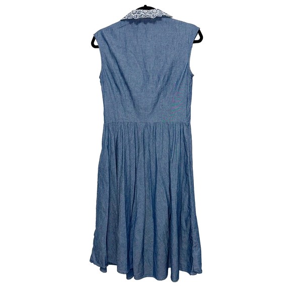 Pendleton Blue Chambray Floral Embroidered Dress Petite Womens Size 4P - Picture 6 of 6